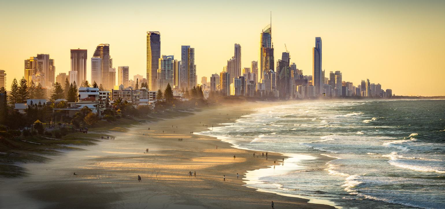 gold coast skyline at sunset