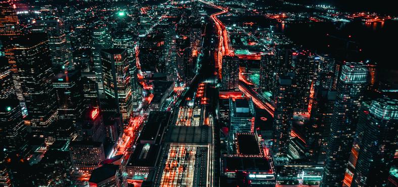 city centre at night