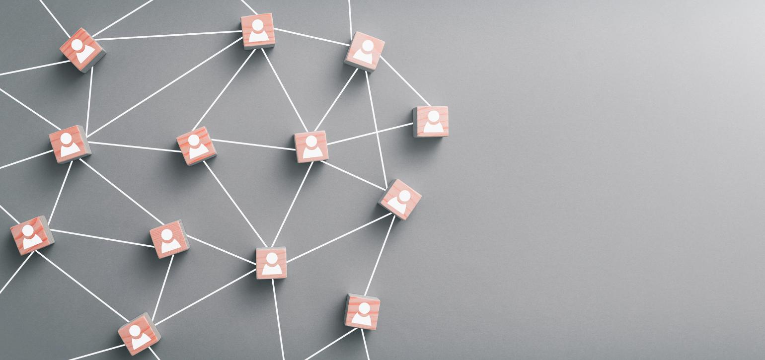 wooden blocks with icons mapped on grey background