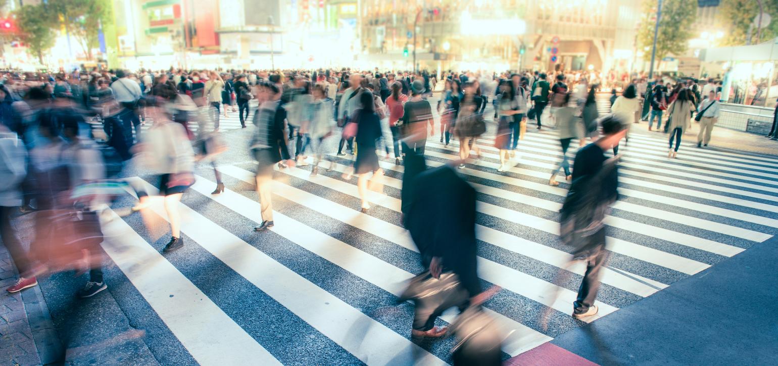 busy pedestrian crossing at speed