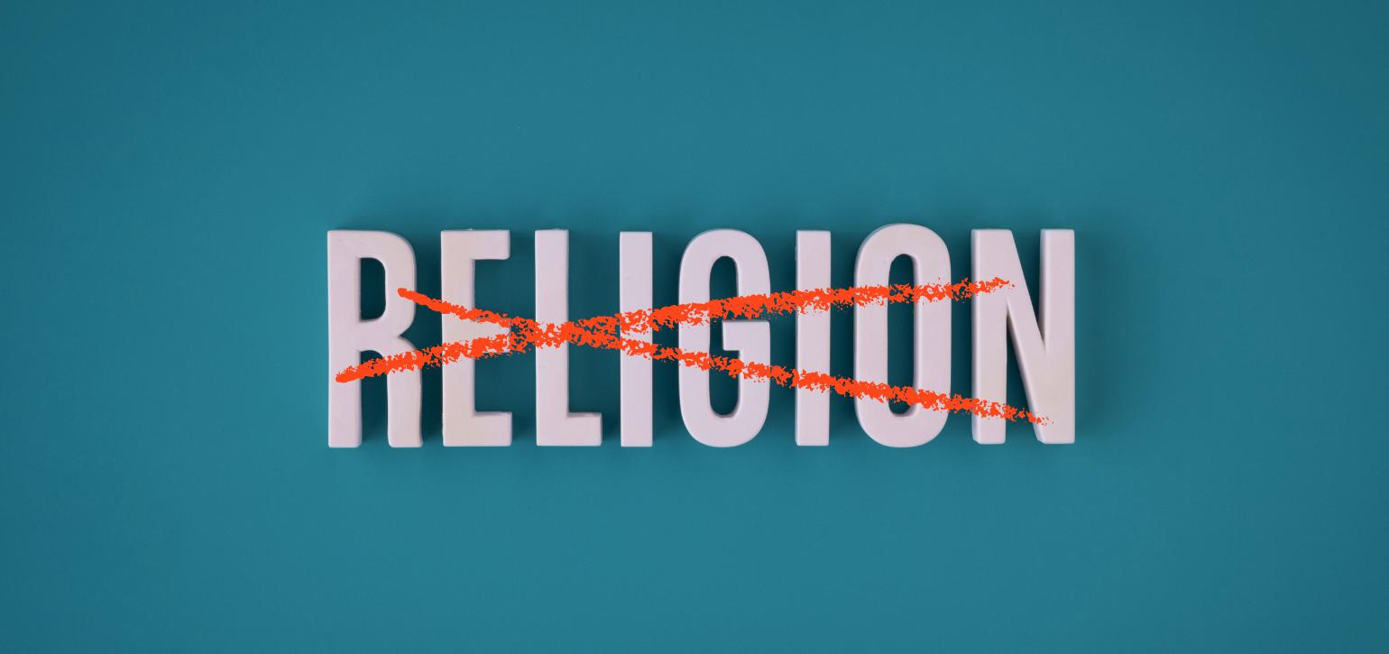 Religion work with strikethrough