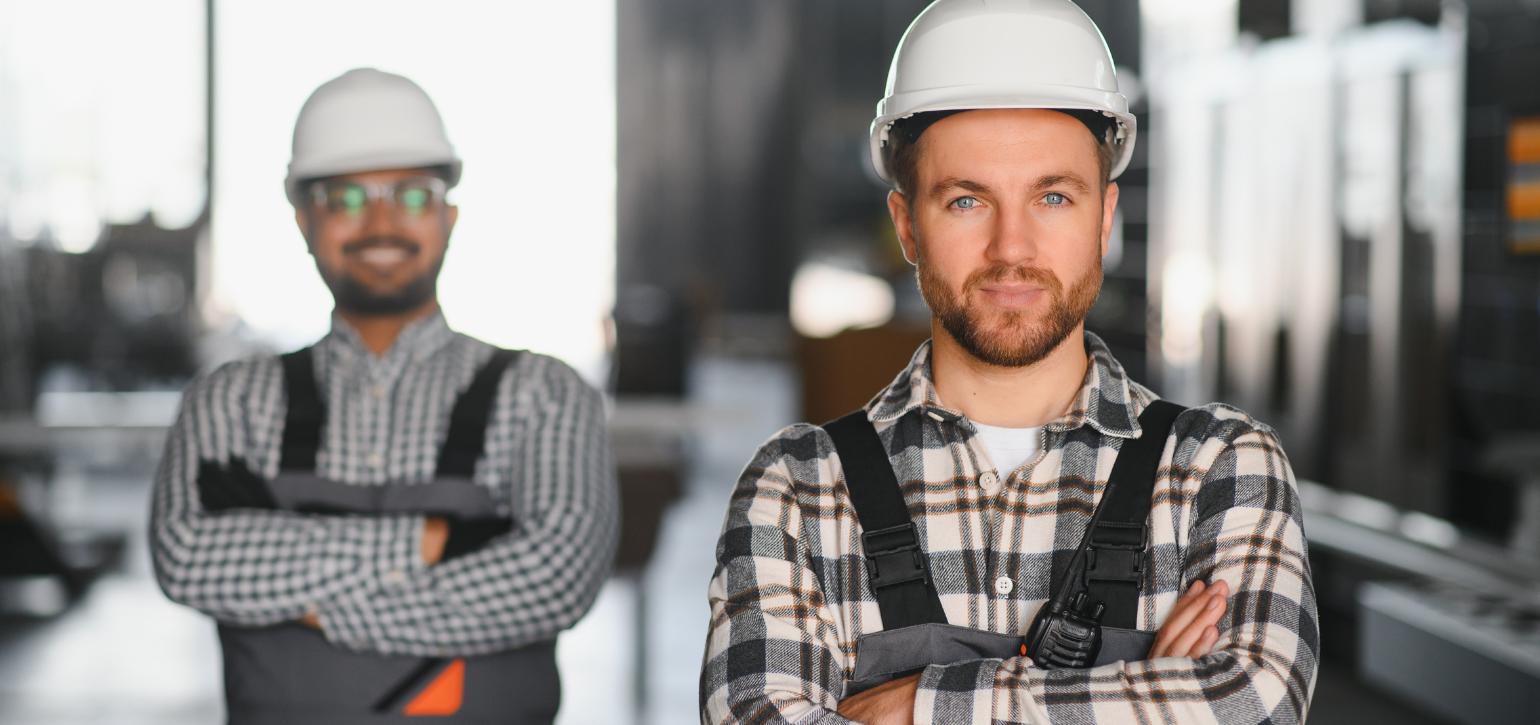 Aluminium worker in hard hat