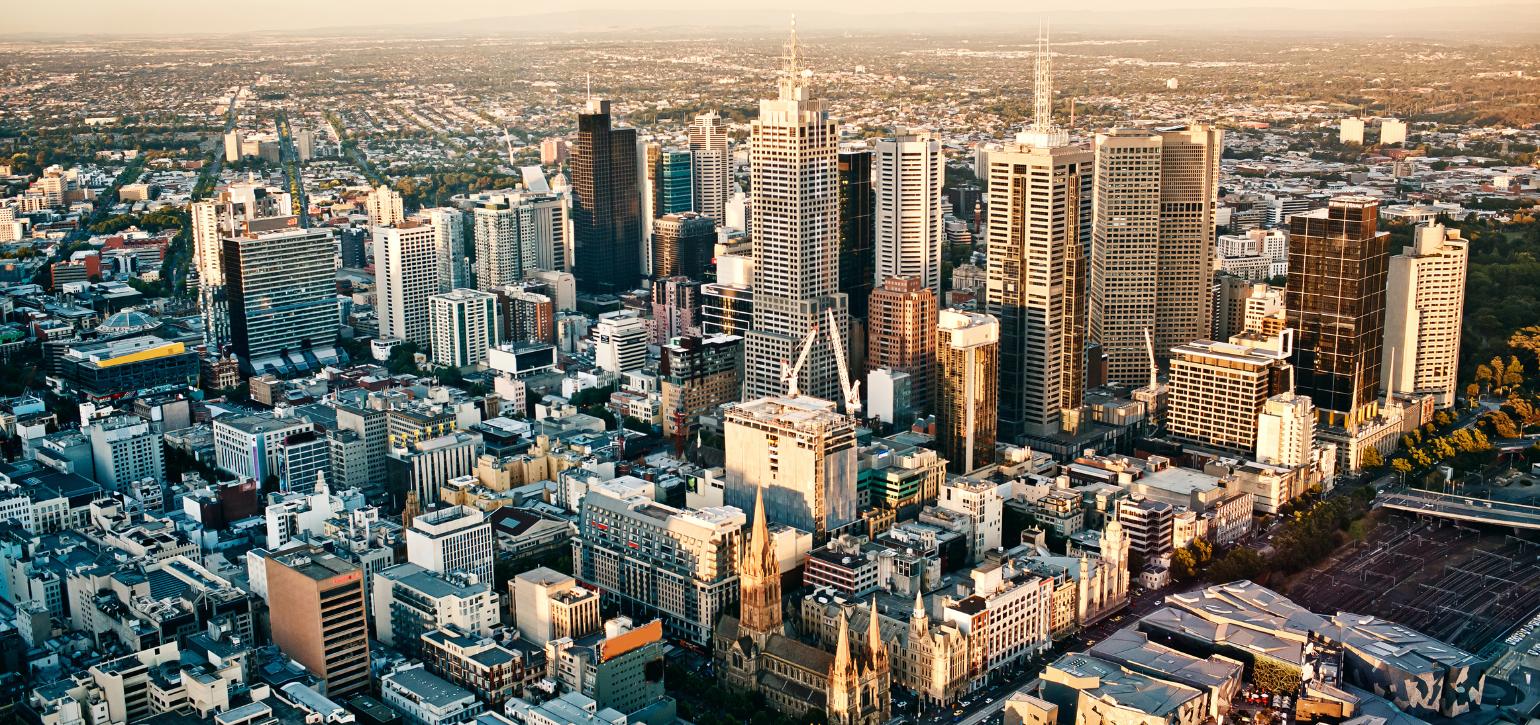 aerial view of Melbourne CBD