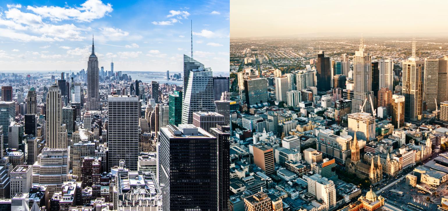 split view new york city and melbourne city
