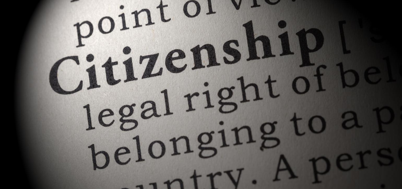zoomed in word Citizenship in a book