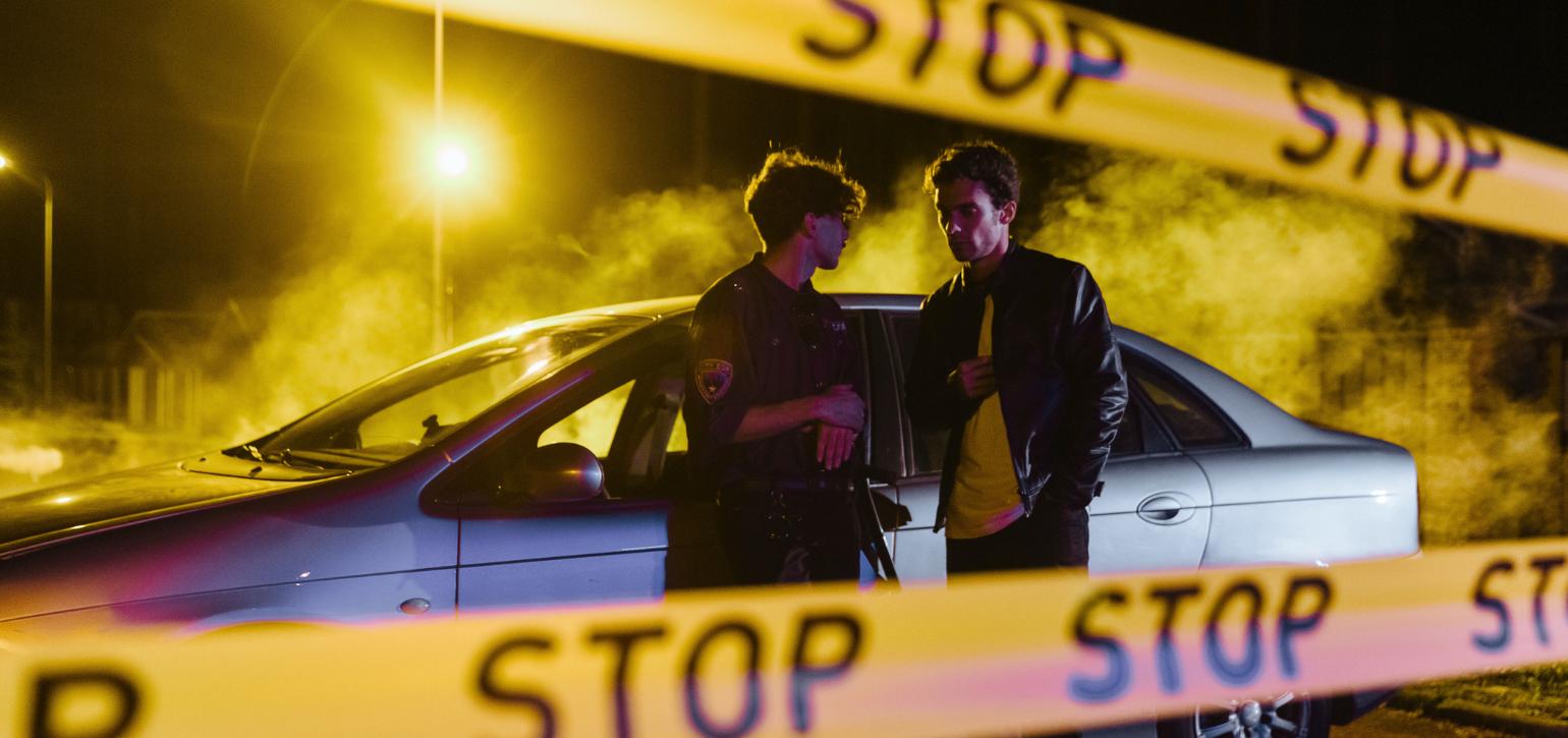 yellow police tape at a crime scene