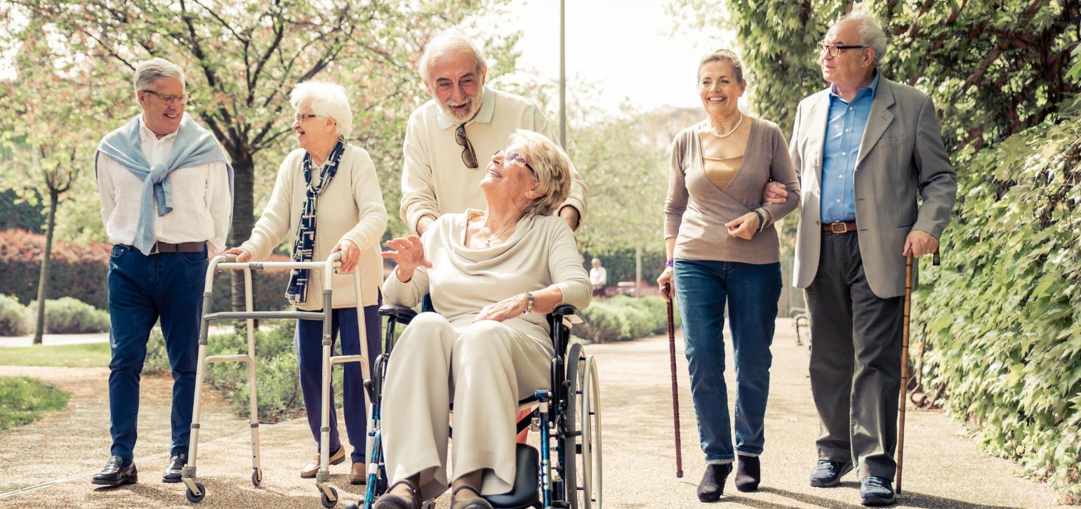 old age people walking in park