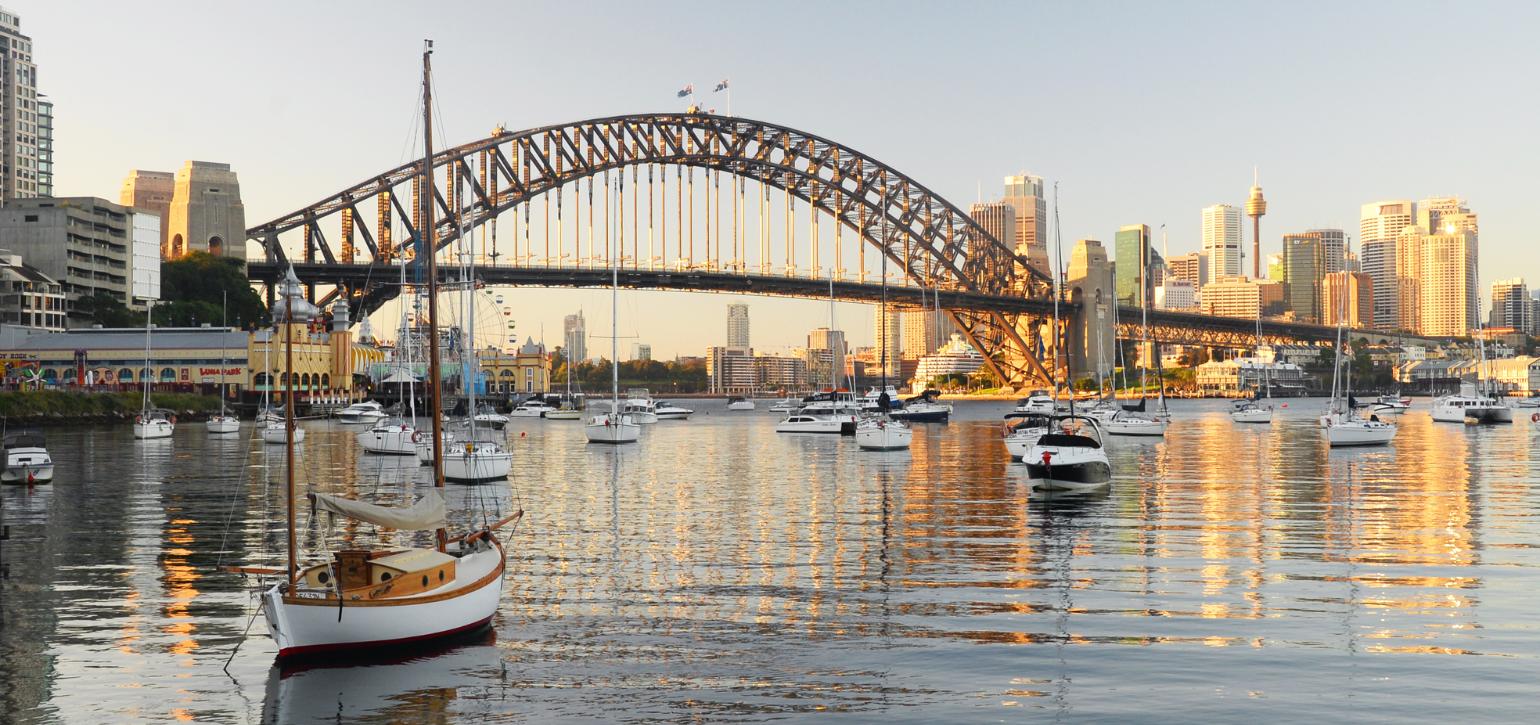 Sydney harbour bridge with water and boats