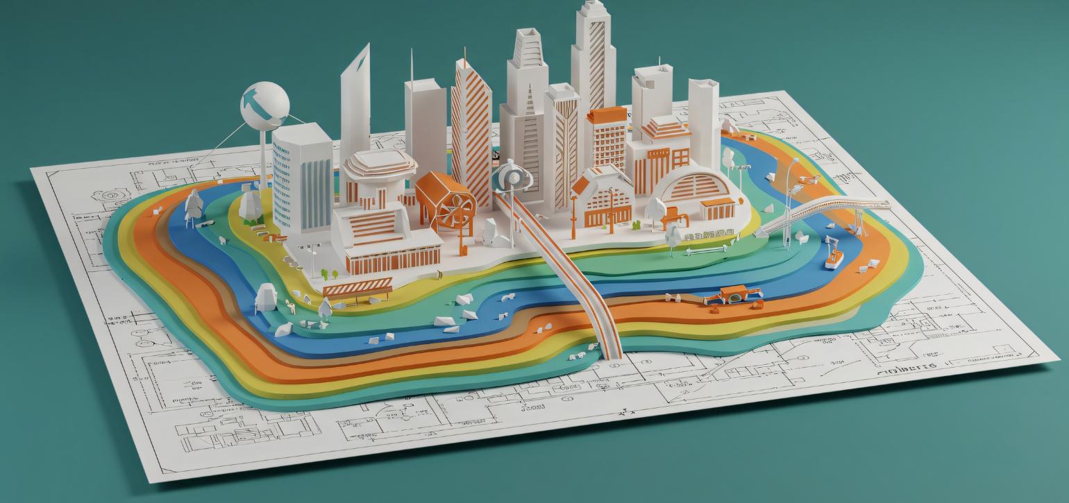 3D models of city on a map