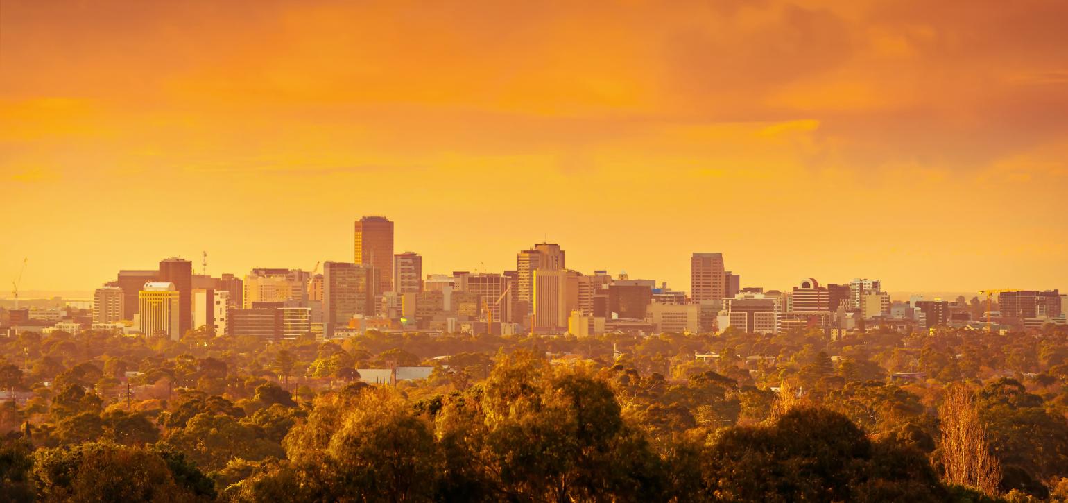 South Australia sunset over CBD