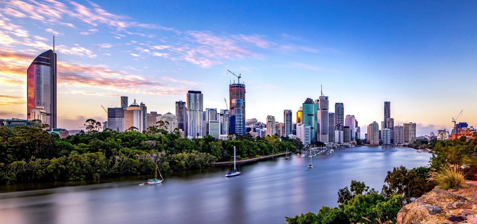 Brisbane skyline at sunset