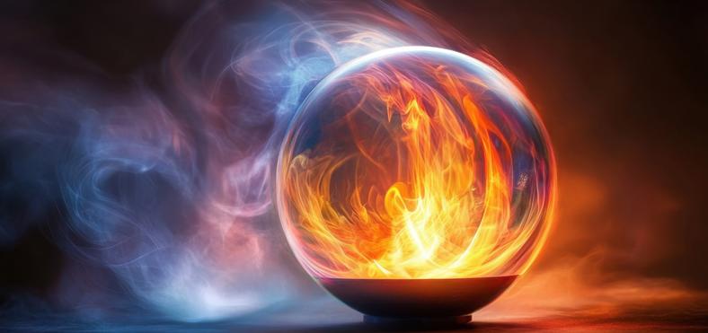 crystal ball with smokey backdrop