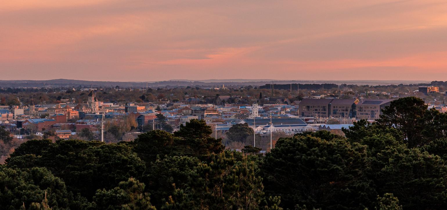 Regional australian town at sunset