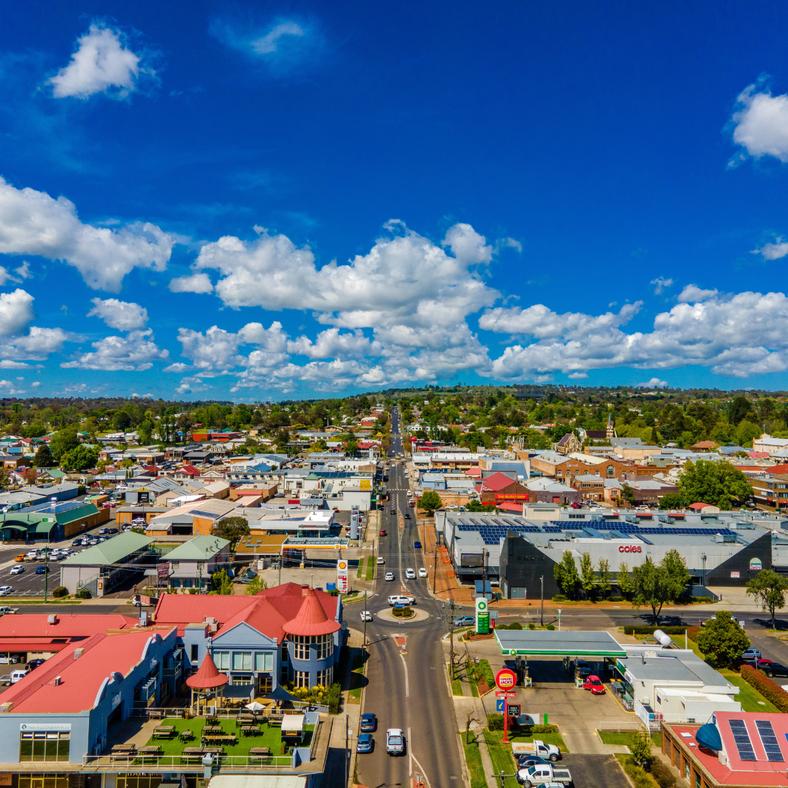 aerial view of regional town armidale NSW