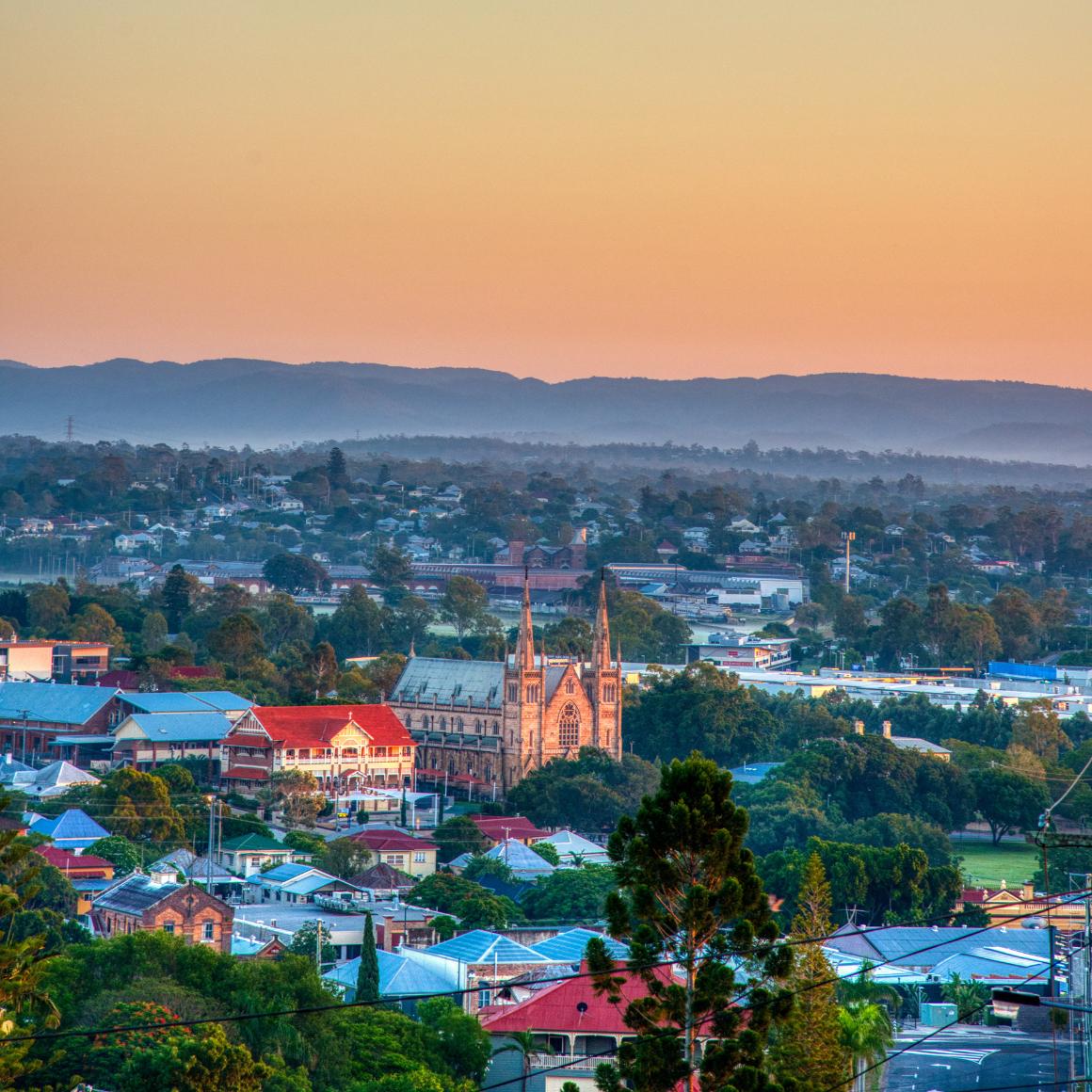 ipswich QLD city in sunset