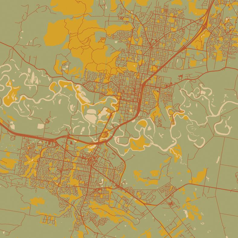 graphic aerial map of albury wodonga